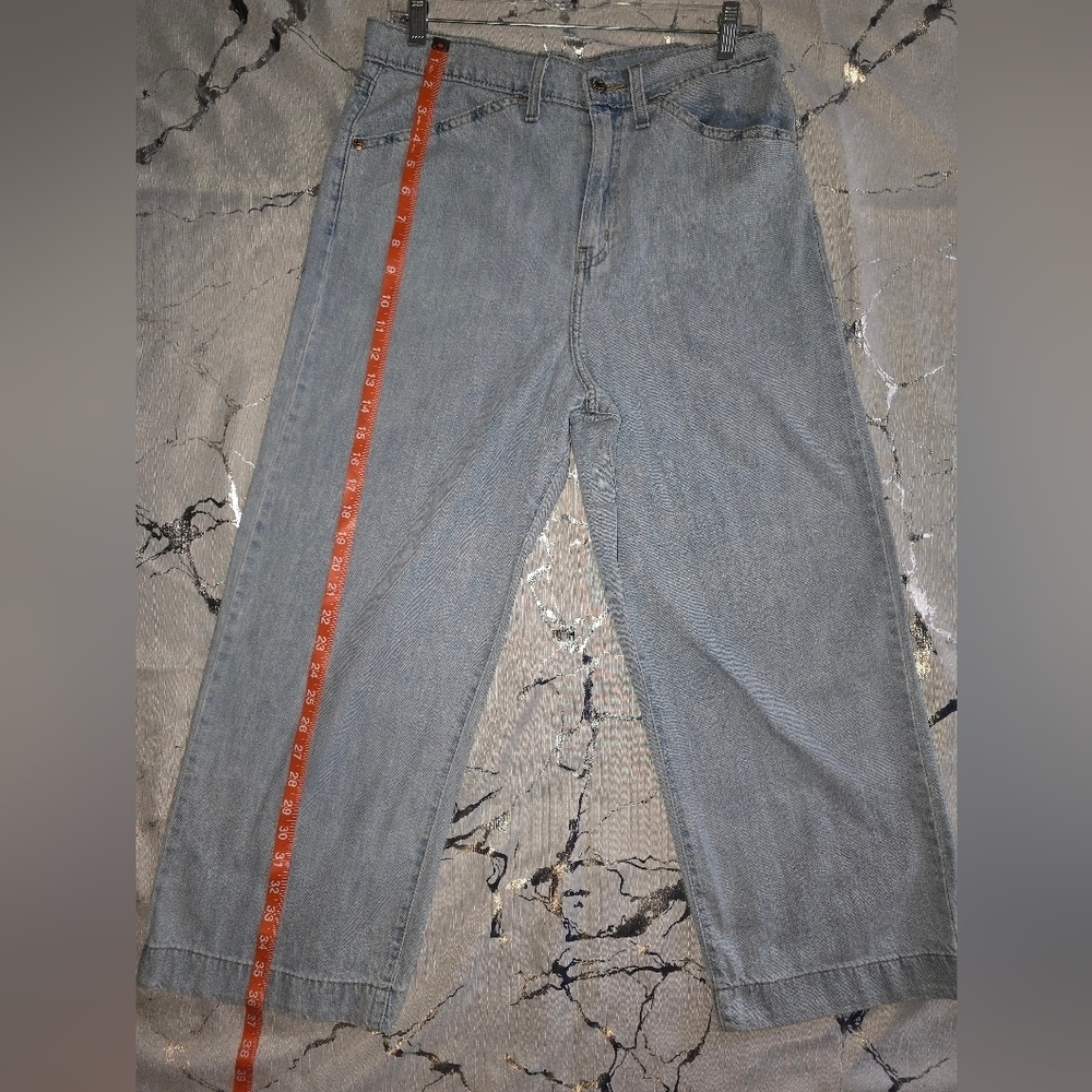 Signature Levis Strauss Gold Heritage Wide Leg Mid Rise Stretch Blue Jeans - Picture 4 of 12